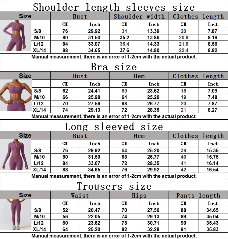KeneChic Women's Workout Clothes Sizing Chart