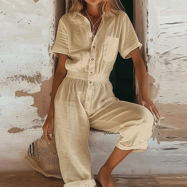 Women in a Friday Sweets Casual Cotton Linen Jumpsuit