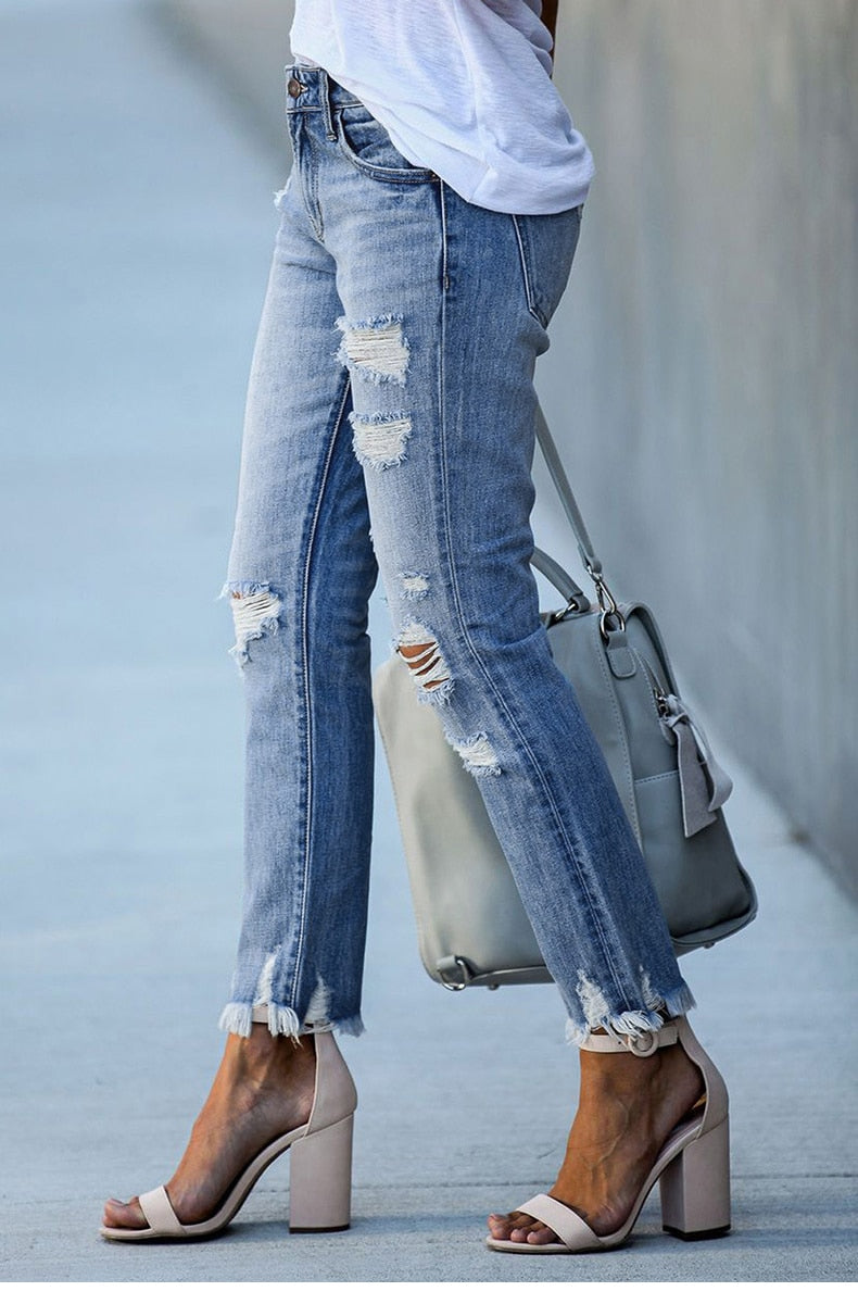 Side View of Lady in Jeans