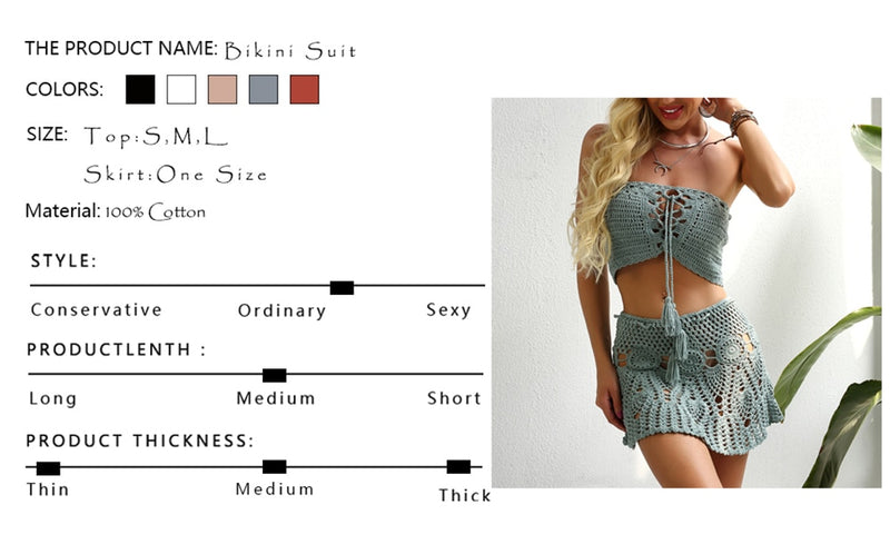 Sizing for Friday Sweets Crochet Top And Bottom Set