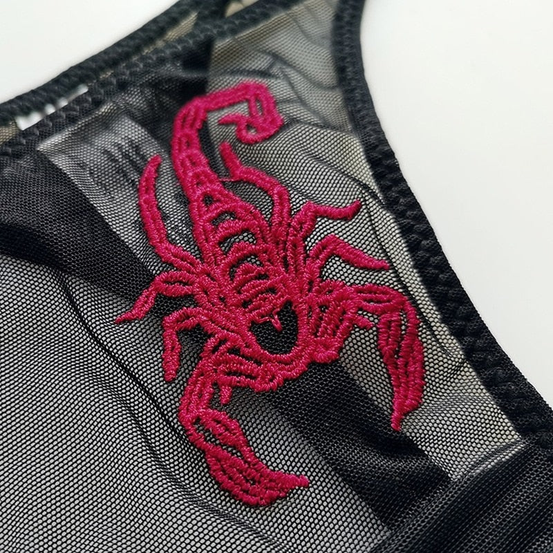 Closeup of Scorpion Embroidery on Panty
