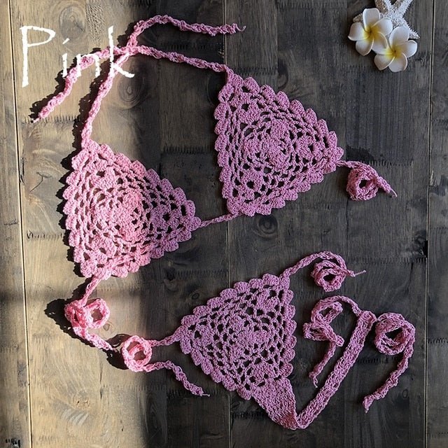 Pink Handmade Crochet Micro Bikini