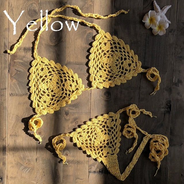 Yellow Handmade Crochet Micro Bikini