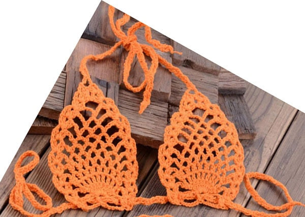 Orange Sexy Handmade Crochet Micro Bikini Top
