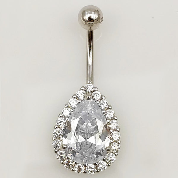 925 Sterling Silver Teardrop Pierced Navel Jewelry
