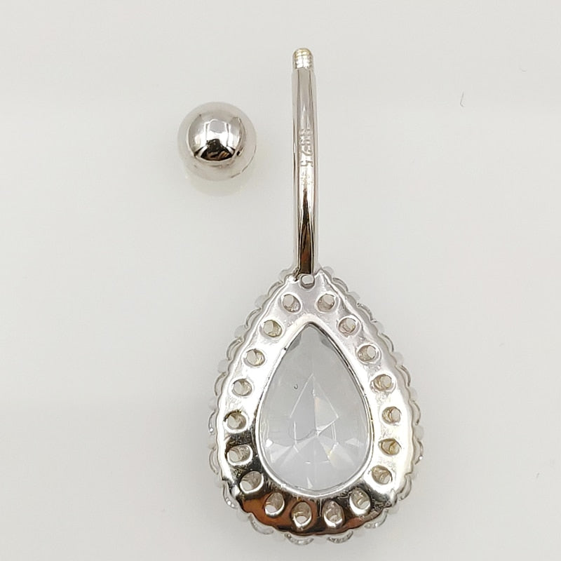 925 Sterling Silver Teardrop Pierced Navel Jewelry
