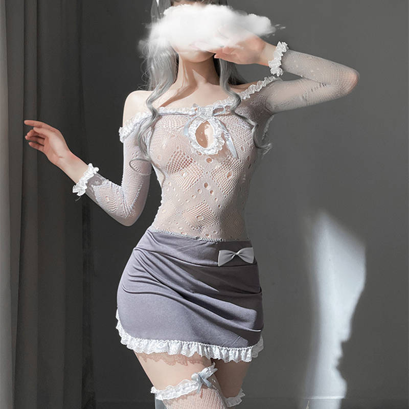 Woman Wearing a Lingerie Sexy Maid Cosplay Costume